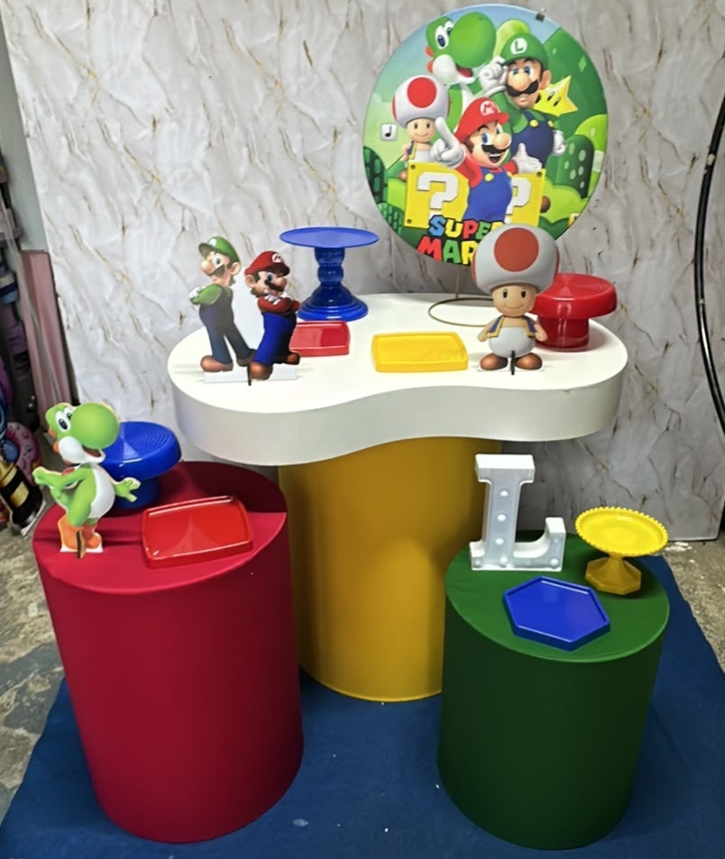 Super Mario + Mesa Organica - Festa Na Mesa - Lua Nobre Decorações
