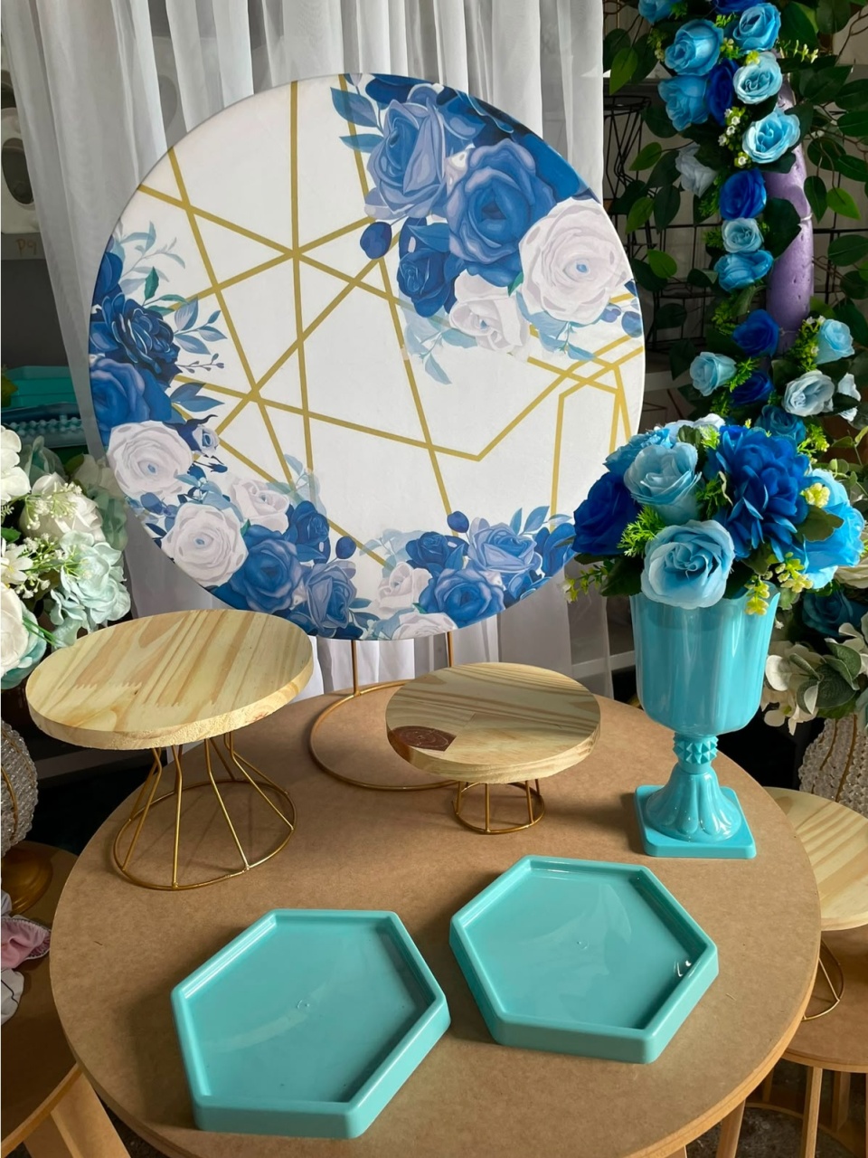 Floral Azul - Festa Na Mesa - Lua Nobre Decorações
