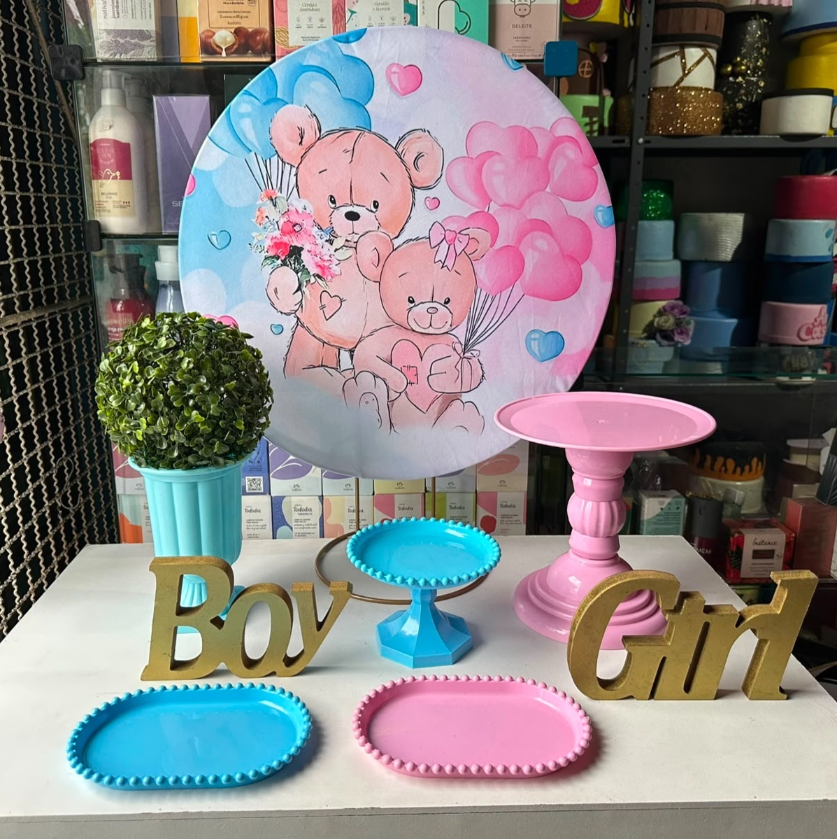 Chá Revelação Azul E Rosa - Festa Na Mesa - Lua Nobre Decorações