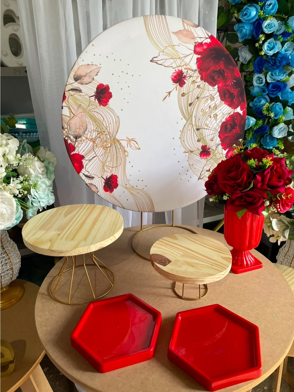 Floral Vermelho - Festa Na Mesa - Lua Nobre Decorações