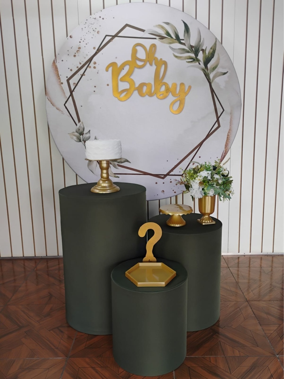 Bege Floral * Kit Bronze Com Placa Oh Baby - LupitoDecoraçõespegueemonte