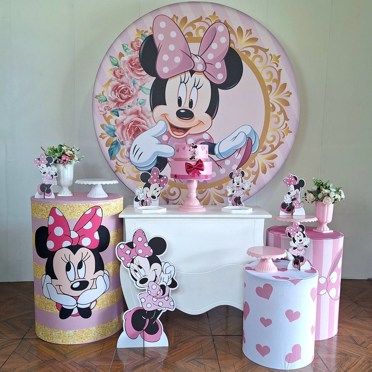 Minnie Rosa * Kit Prata - LupitoDecoraçõespegueemonte
