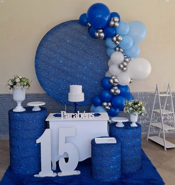Glitter Azul * Kit Prata Plus + Big Balão - LupitoDecoraçõespegueemonte