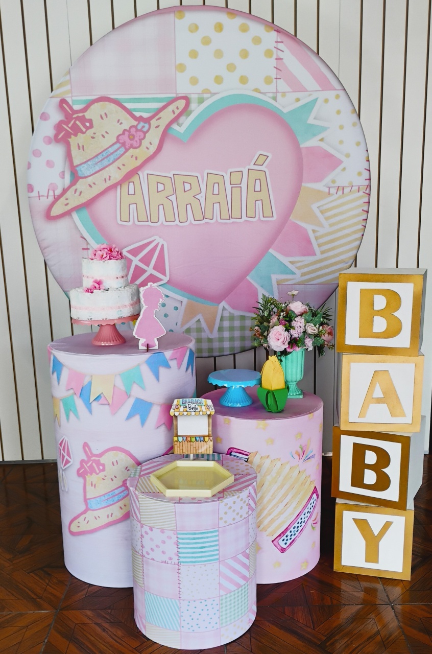Festa Junina Arraia Rosa * Kit Baby - LupitoDecoraçõespegueemonte