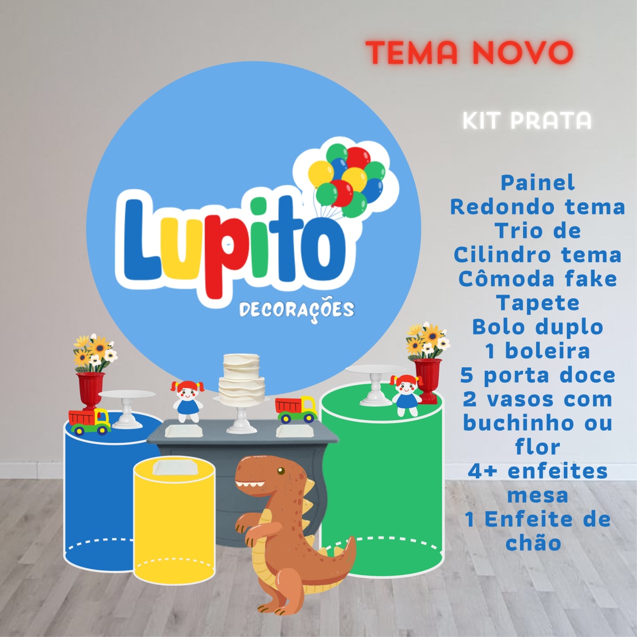 Z Kit 2 Prata Tema Novo - LupitoDecoraçõespegueemonte