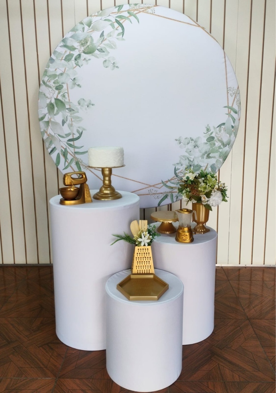 Chá de Cozinha Floral Verde E Branco * Kit Bronze - LupitoDecoraçõespegueemonte