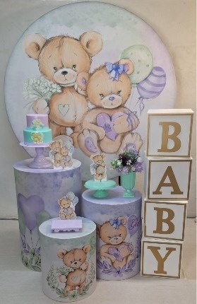 Ursinho Lilás E Verde * Kit Baby - LupitoDecoraçõespegueemonte