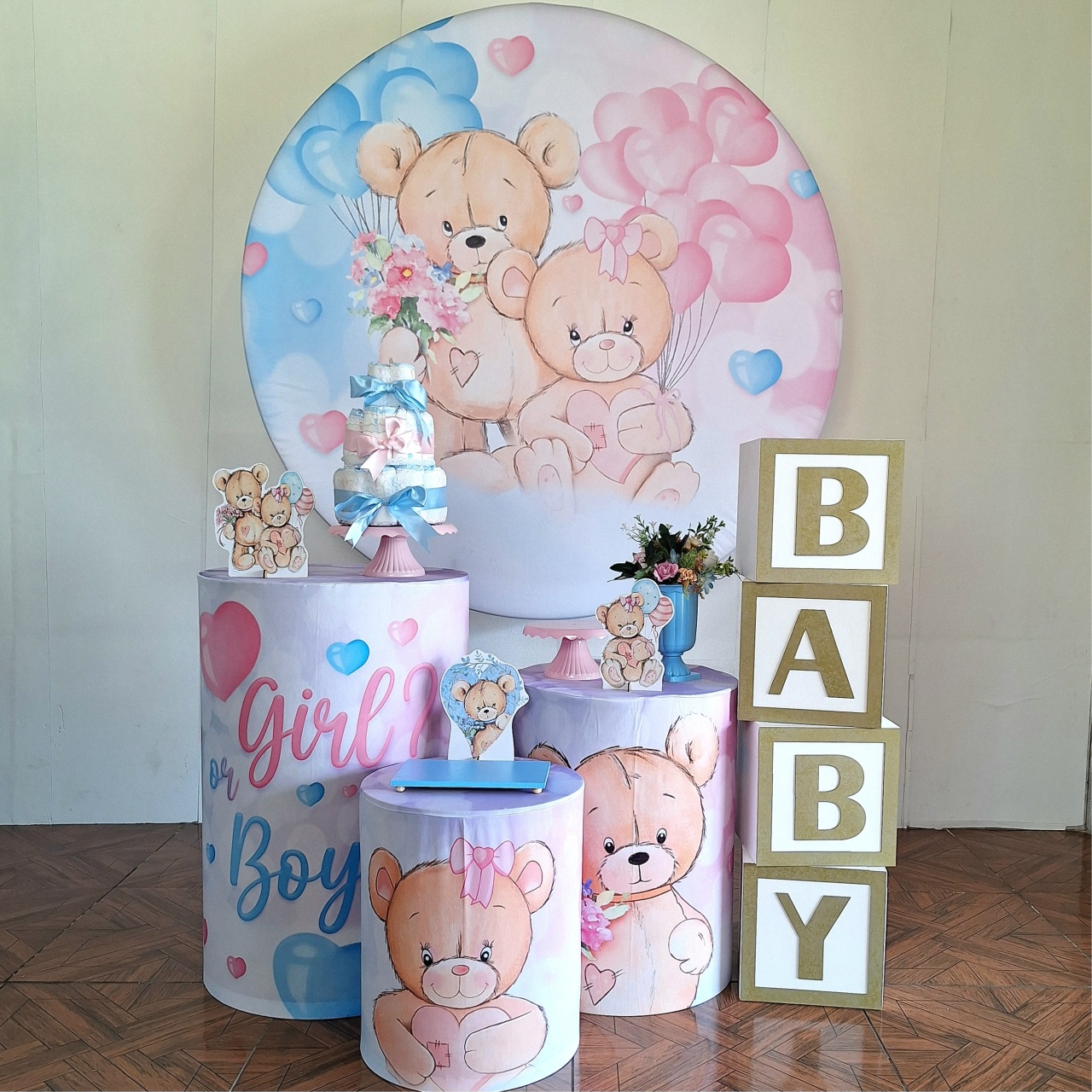 Ursinho Azul E Rosa * Kit Baby - LupitoDecoraçõespegueemonte