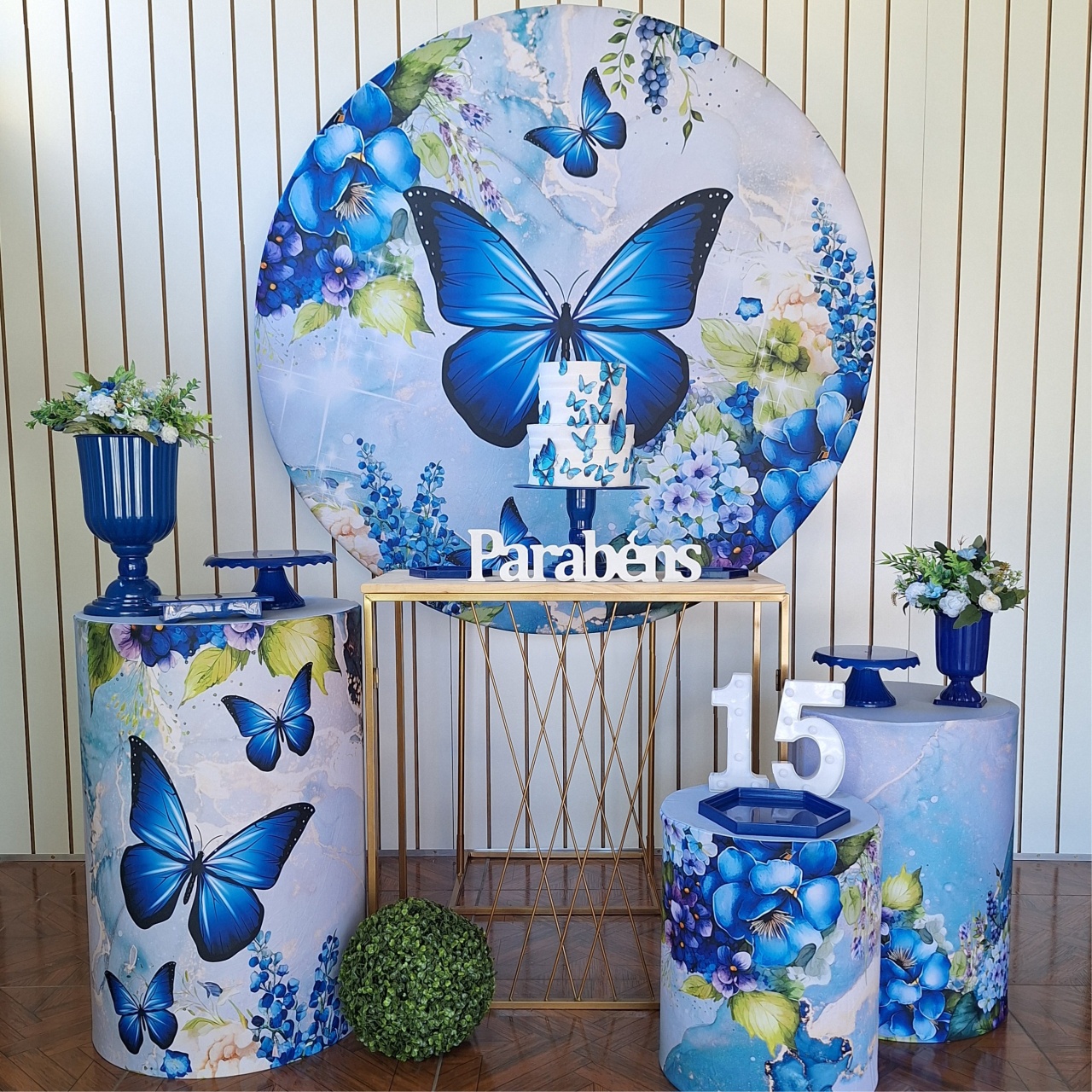 Borboleta Azul * Kit Prata Mesa - LupitoDecoraçõespegueemonte