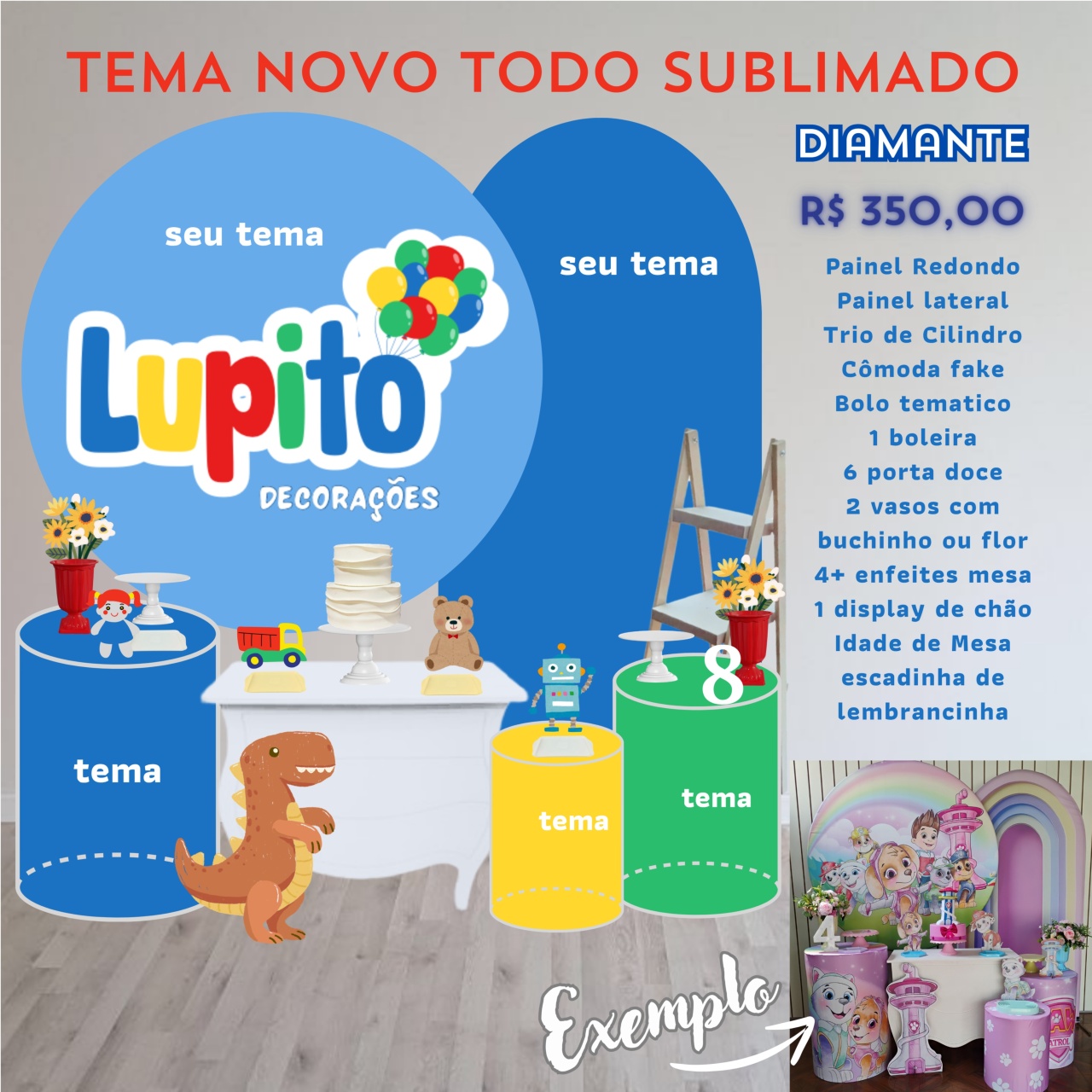 Z Kit 3 Diamante Tema Novo Todo Sublimado - LupitoDecoraçõespegueemonte