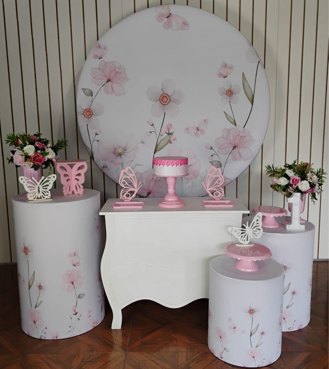 Jardim Borboleta Rosa * Kit Prata - LupitoDecoraçõespegueemonte