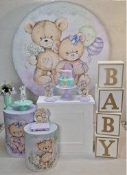Ursinho Lilás E Verde * Kit Baby Plus - LupitoDecoraçõespegueemonte