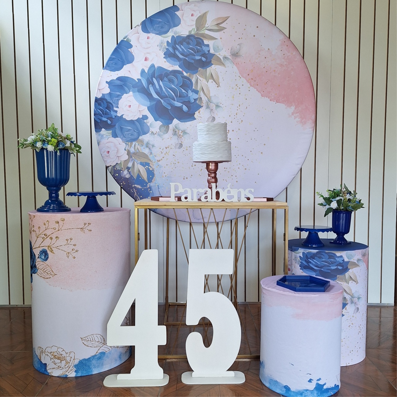 Floral Rosa Azul * Kit Prata - LupitoDecoraçõespegueemonte