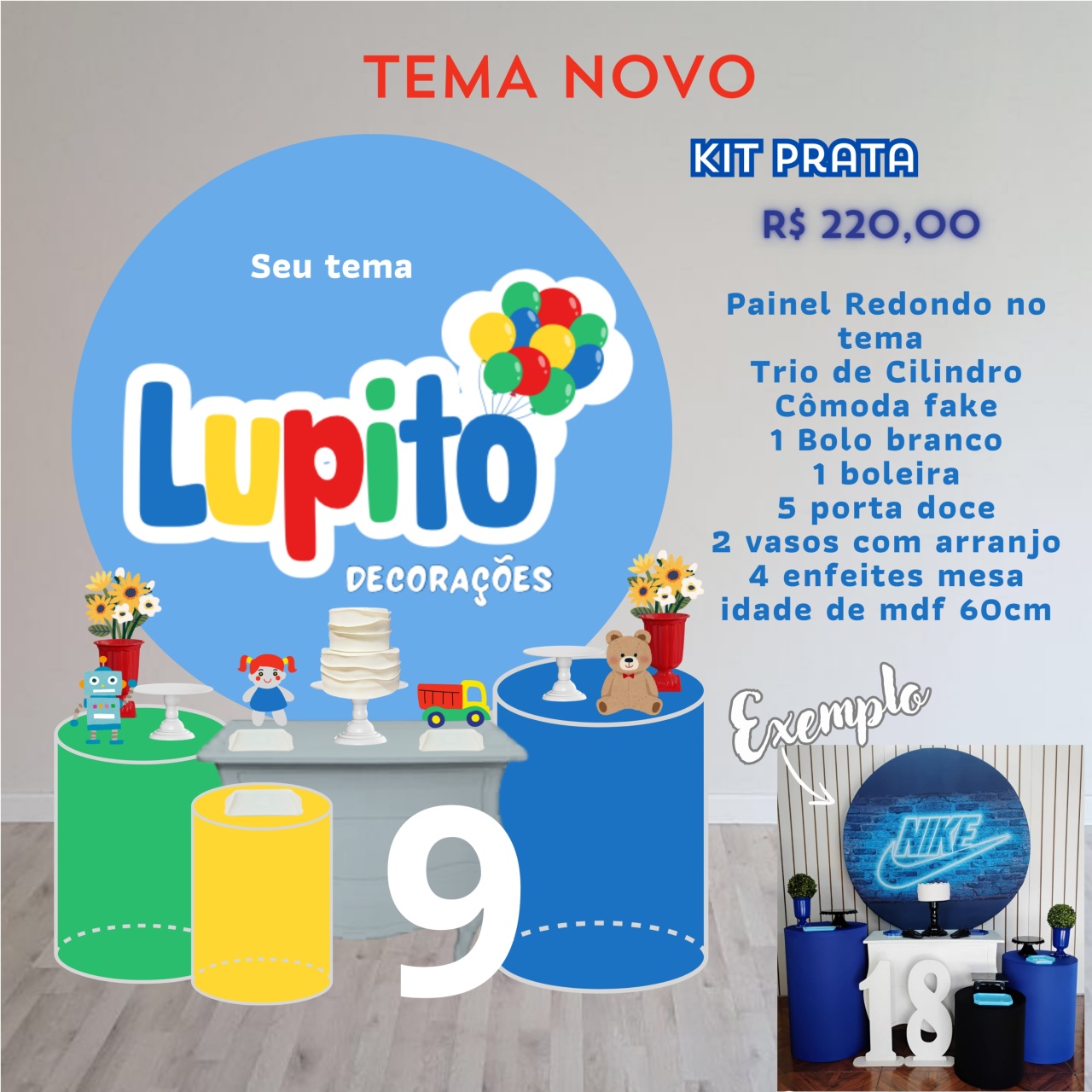 Z Kit 2 Prata Tema Novo - LupitoDecoraçõespegueemonte