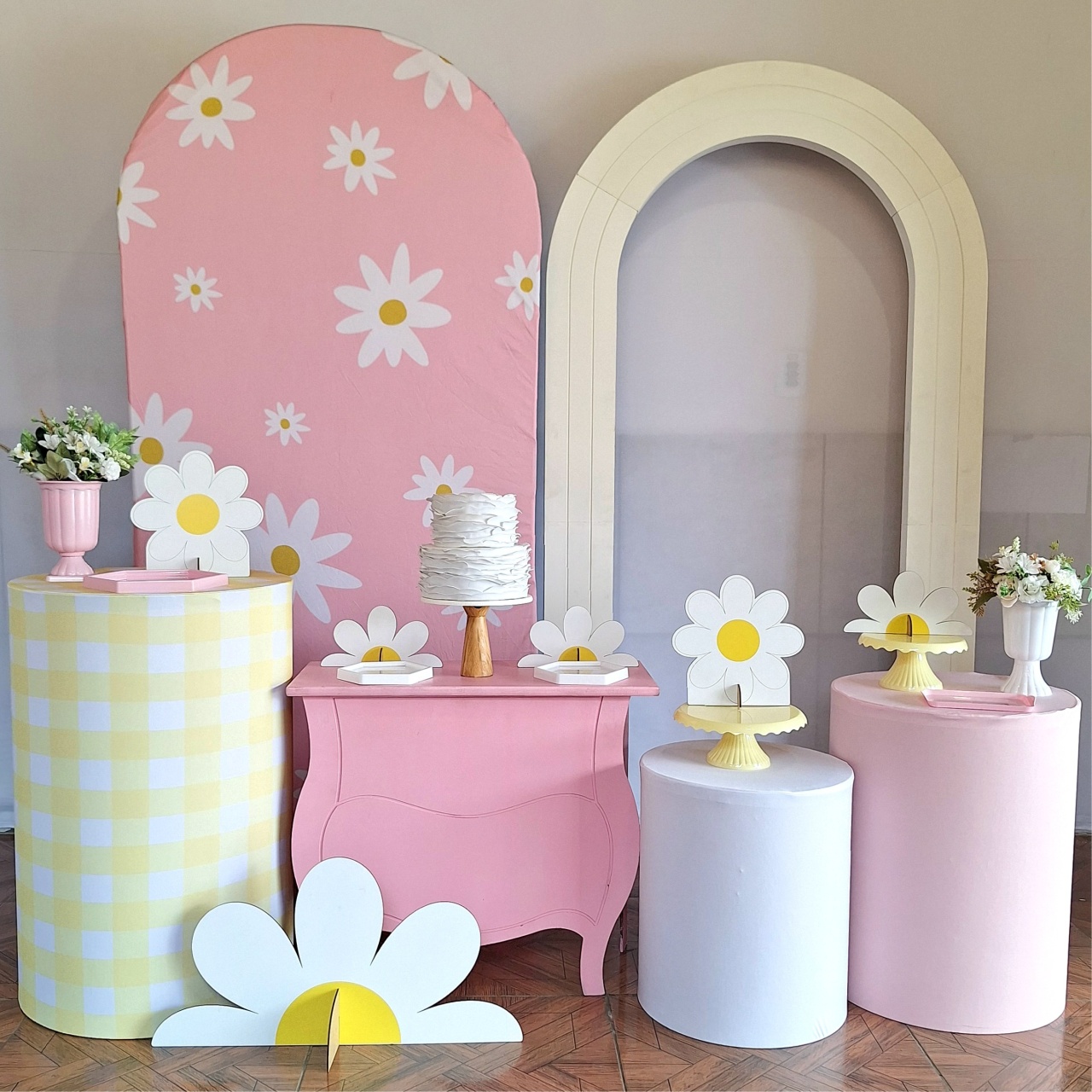 04 Margarida Rosa Com Portal * Kit Diamante Portal - LupitoDecoraçõespegueemonte