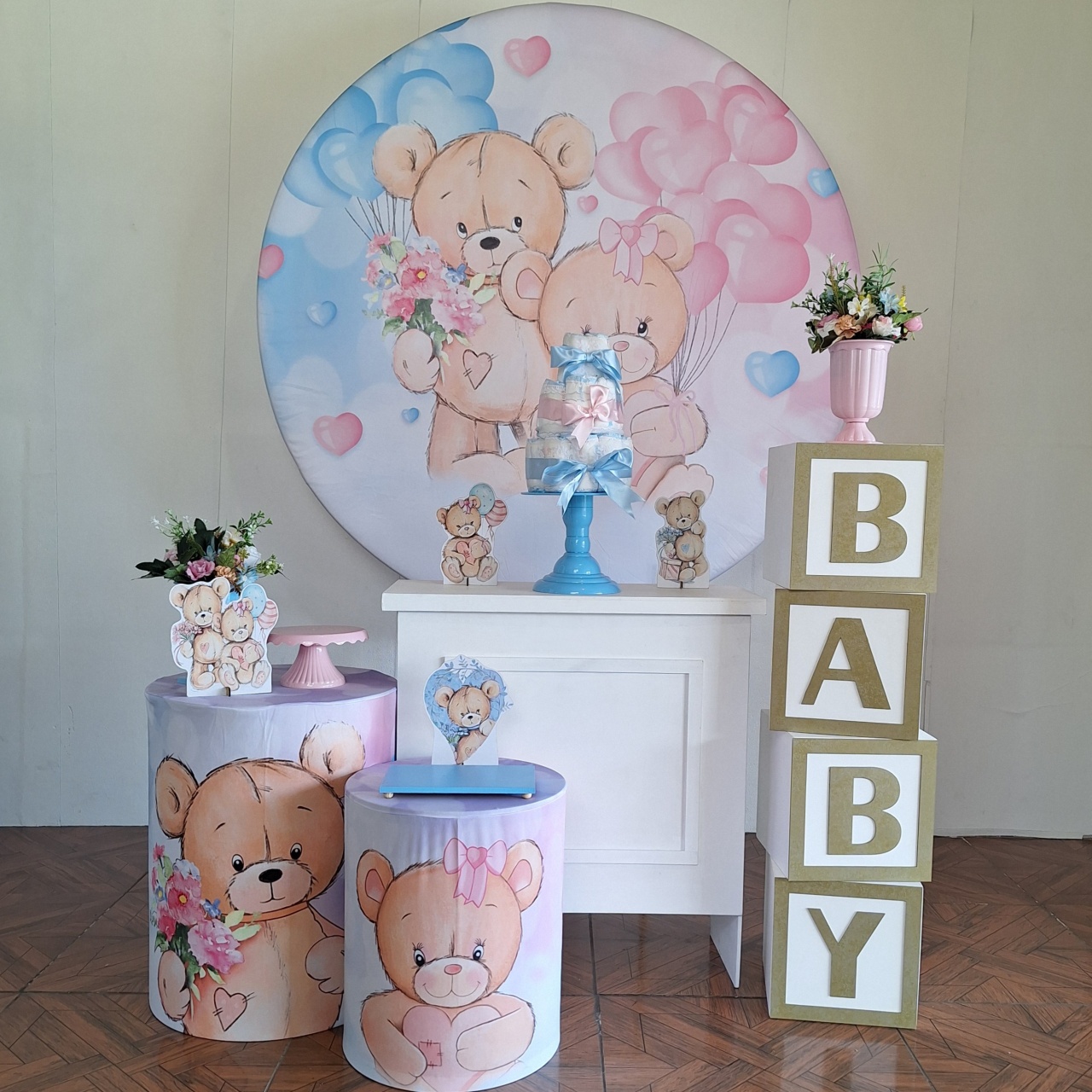 Ursinho Azul E Rosa * Kit Baby Plus - LupitoDecoraçõespegueemonte