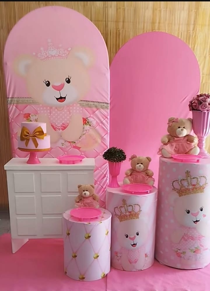Kitpremiun Ouro Cha de Bebe Ursinha Rosa - Agenda