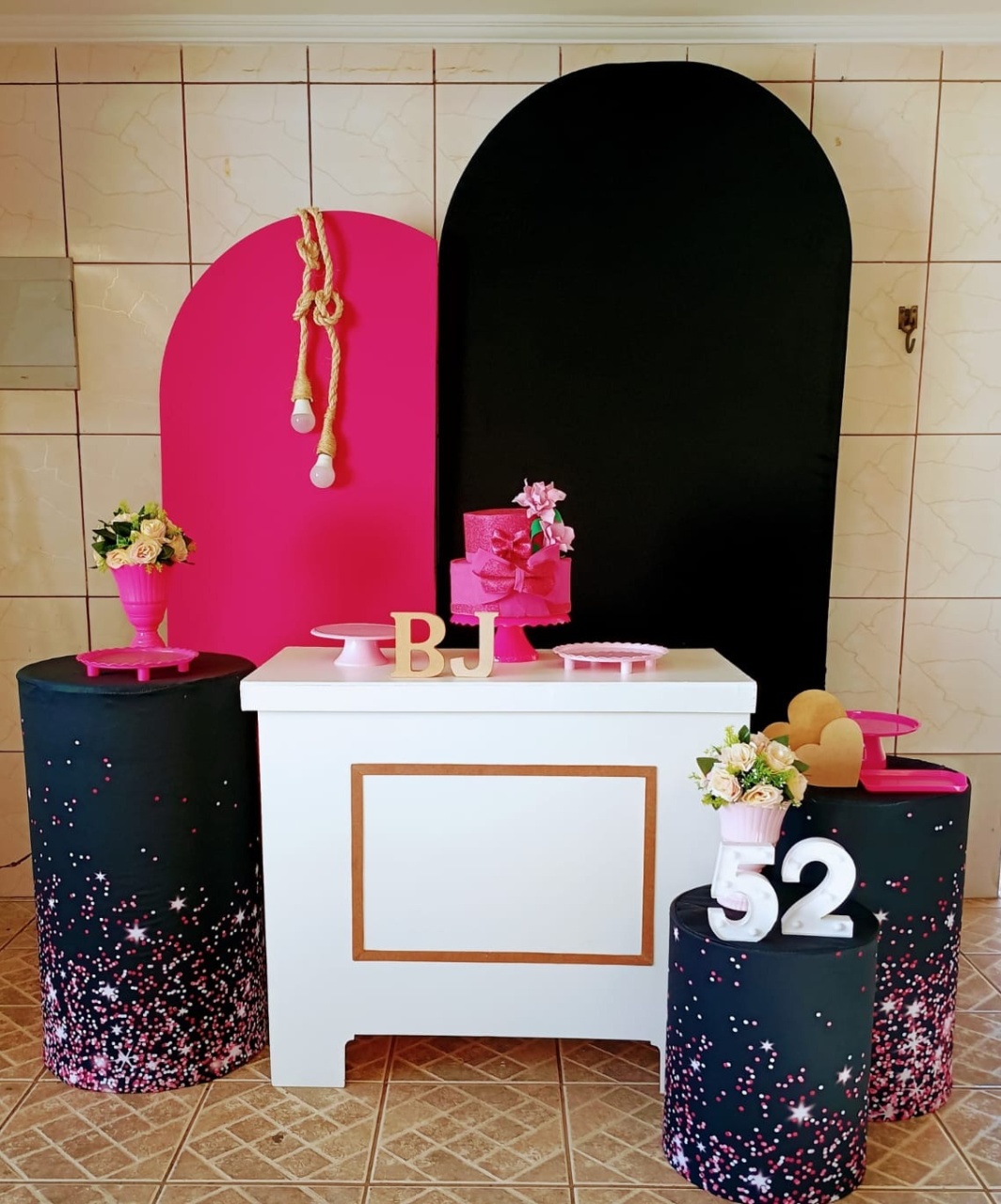 Composição Rosa Gliter E Preto - Agenda