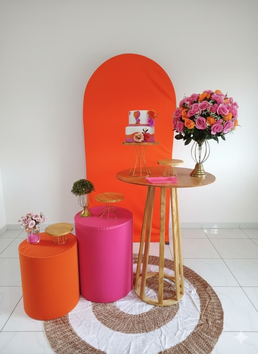 Composição Mesa Coni Laranja/Rosa - Agenda