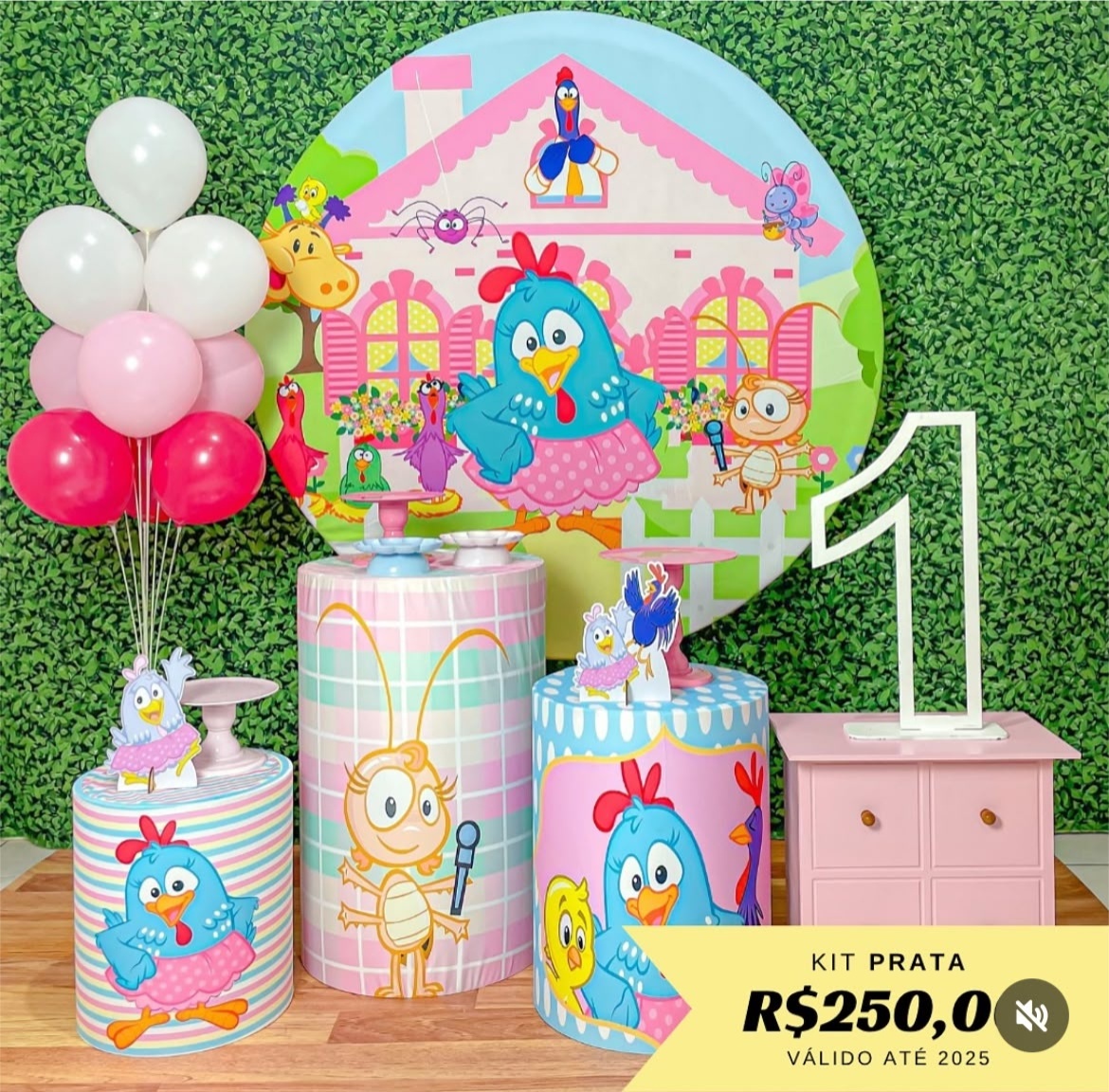 Galinha Pintadinha Rosa - Prata - Realize Sonhos 