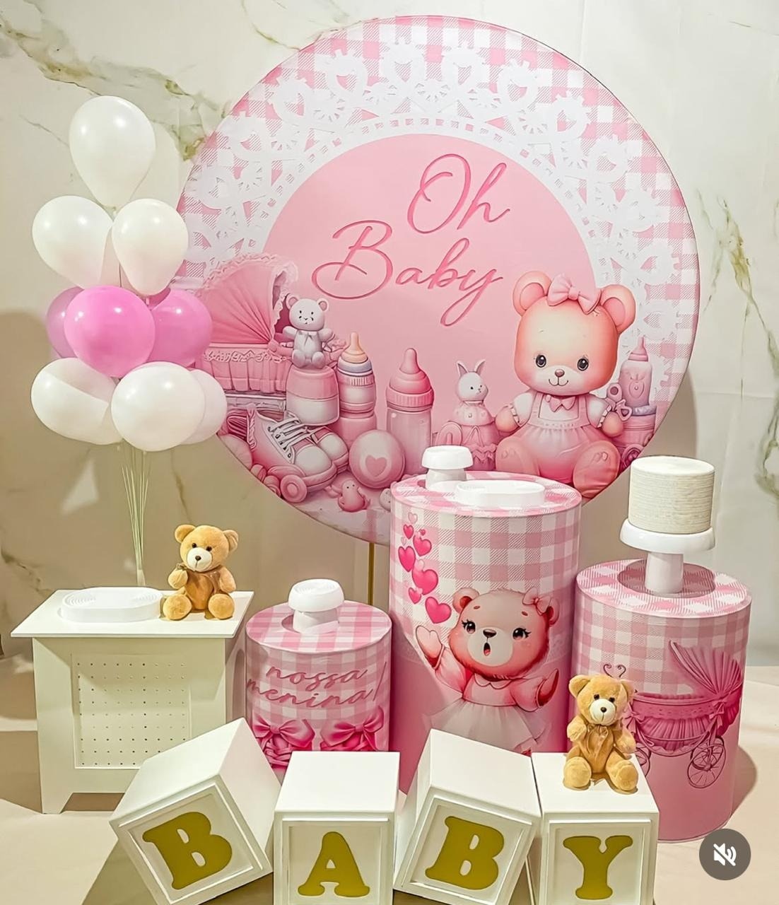 Chá de Bebê Rosa Mamadeira - Prata  - Realize Sonhos 
