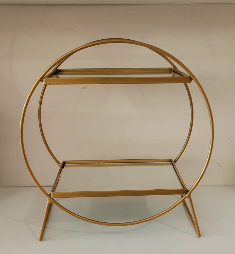 Suporte Duplo Para Doces Dourado Espelhado /Ferro  - PEGUE E MONTE DA DRYCA 