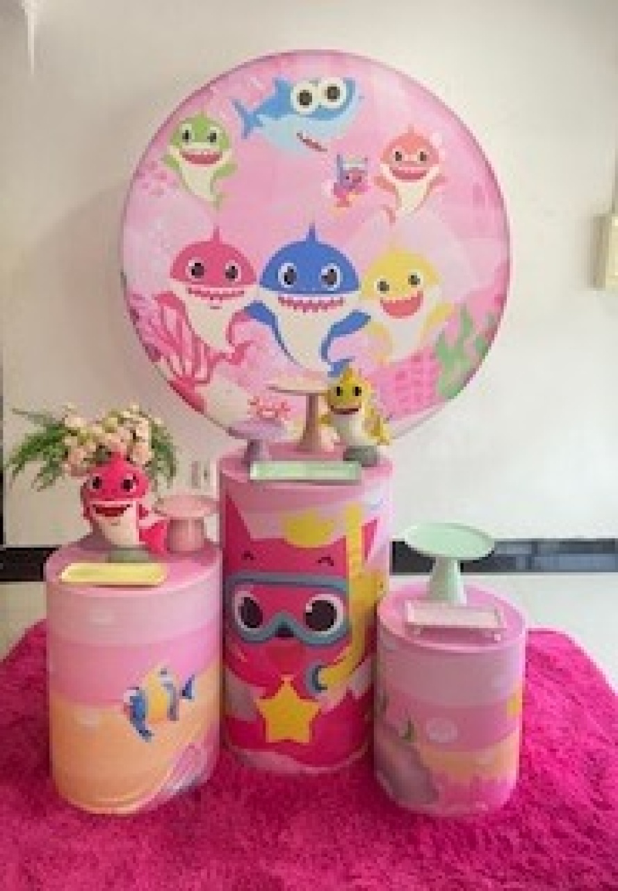 Comemorar Baby Shark Rosa - Kasari Variedades