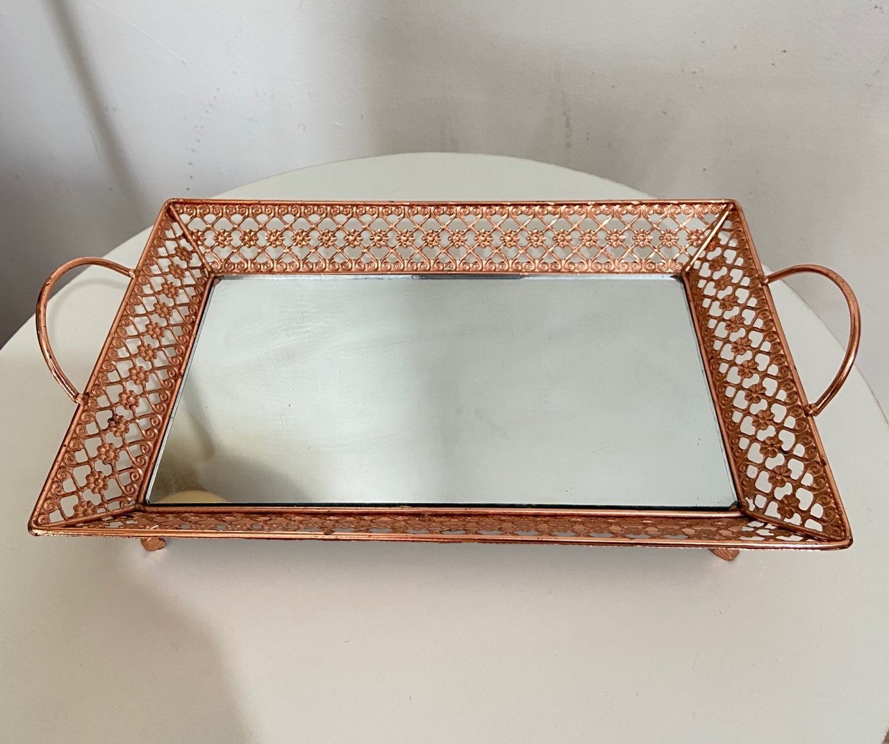 Bandeja Luxo Espelhada Rose Gold - Kasari Variedades
