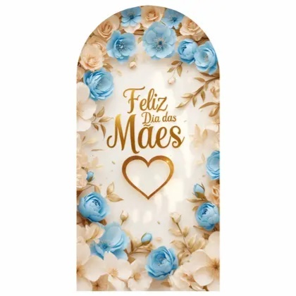 Painel Romano Sublimado Feliz Dia das Mães Azul - Kasari Variedades