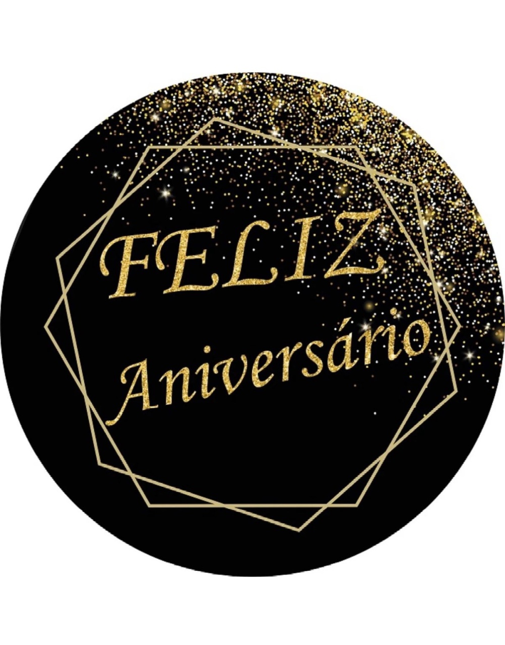 Sublimado Painel 50Cm Happy Birthday Preto E Dourada - Kasari Variedades