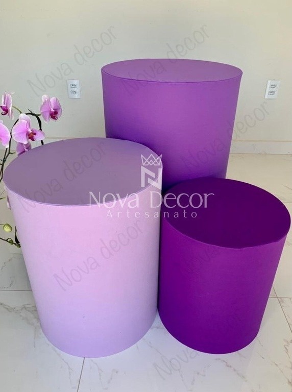 Trio de Cilindros Lilás E Roxo  - Kasari Variedades