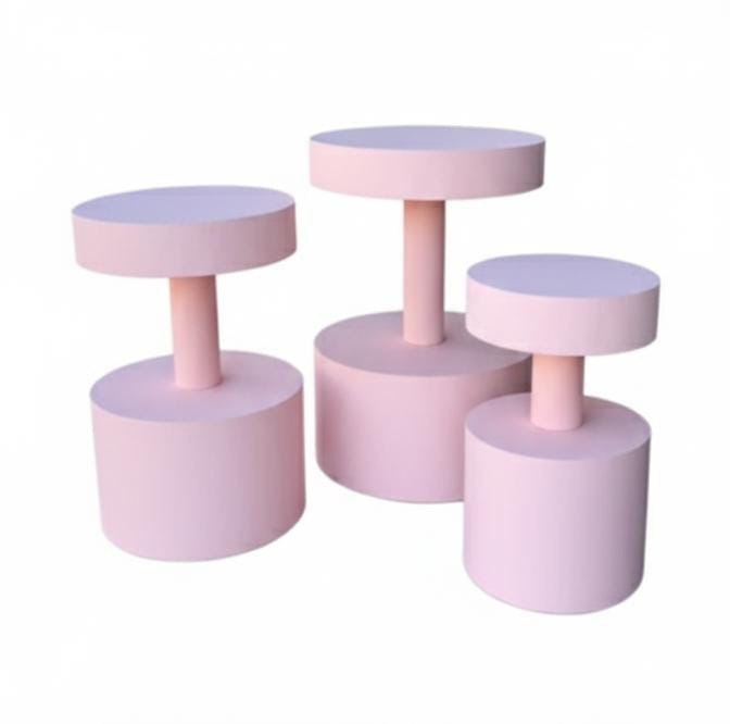 Trio de Mesas Floreiras Rosa - Kasari Variedades