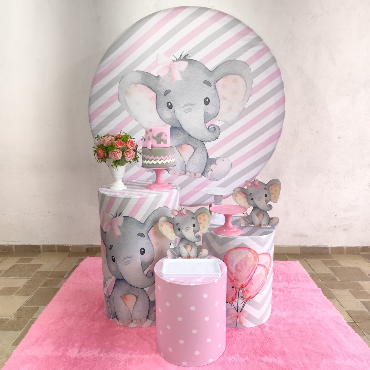 Kit Padrão: Elefante Rosa - vilafestiva