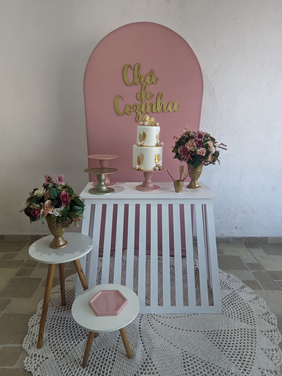 Chá de Cozinha Rose E Dourado  - vilafestiva