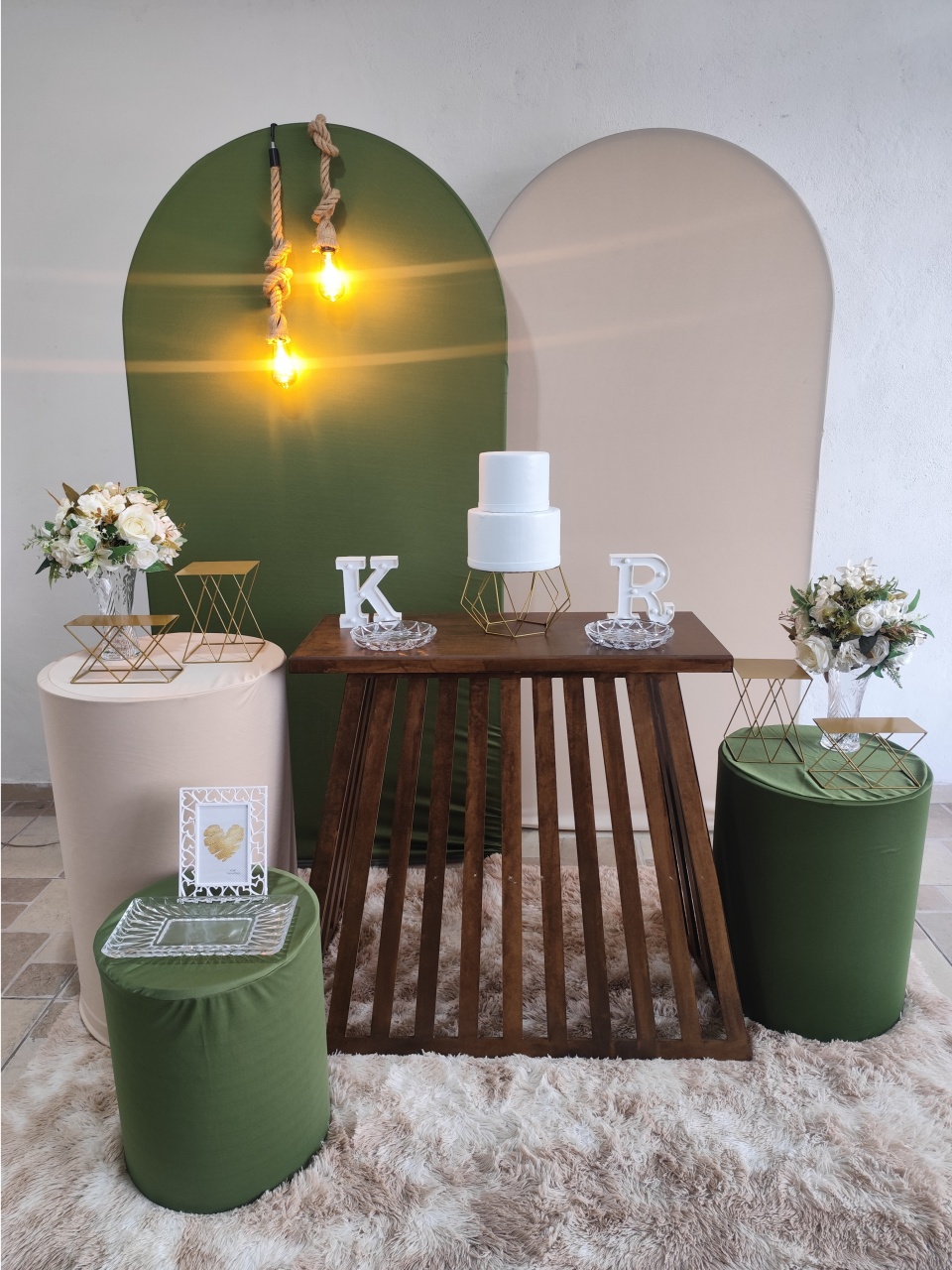 Noivado Verde Oliva E Bege - vilafestiva