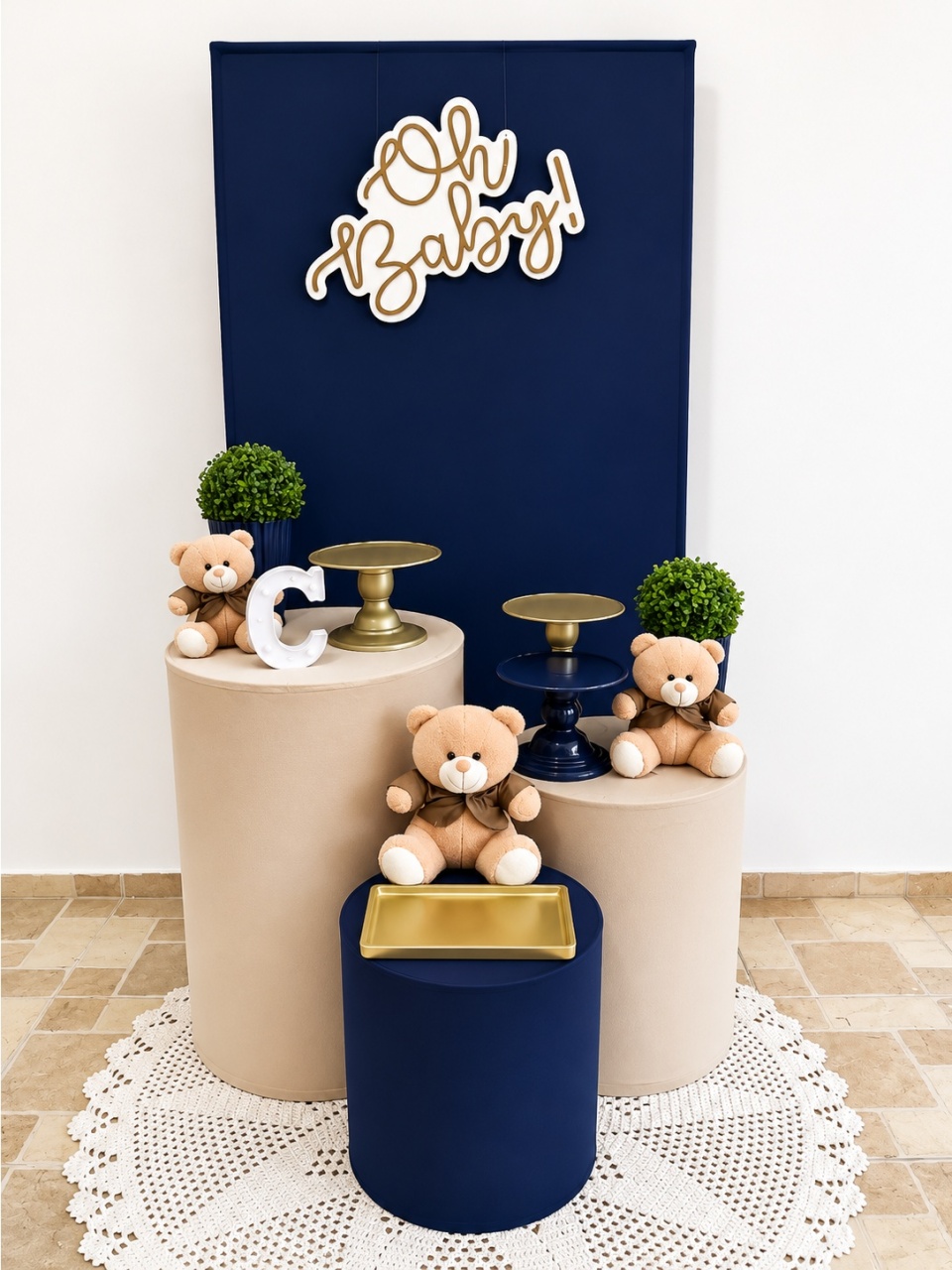 Chá de Bebê Azul Marinho/Bege01 - vilafestiva