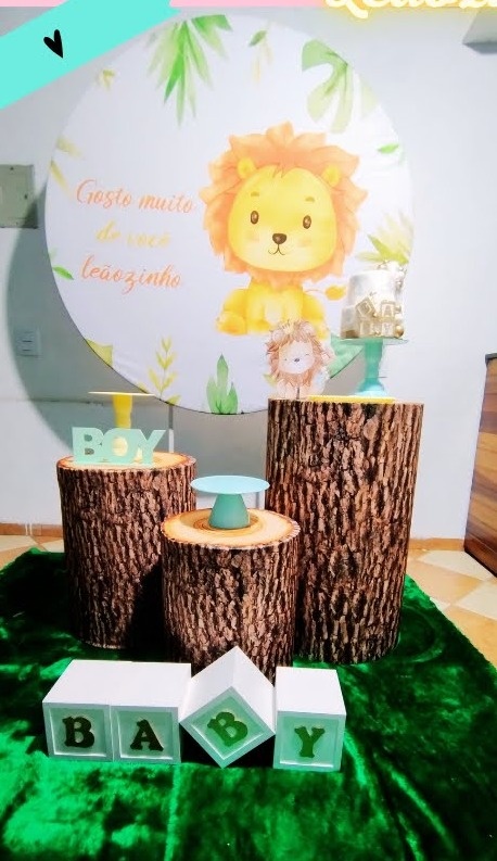 Kit Prata Chá de Bebe Leãozinho Cute - Pegue Monte Jaque Moreno