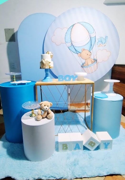 Kit Diamante Chá de Bebe Urso Balão Azul - Pegue Monte Jaque Moreno