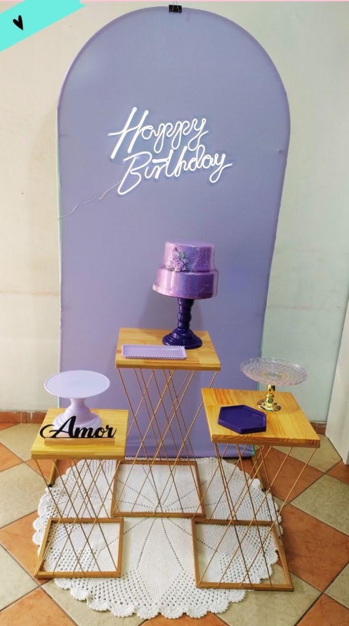Kit Prata Lilas Happy Birthday (Mod.2) - Pegue Monte Jaque Moreno