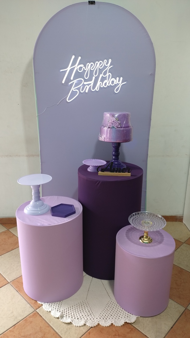 Kit Prata Lilas Happy Birthday (Mod.1)  - Pegue Monte Jaque Moreno