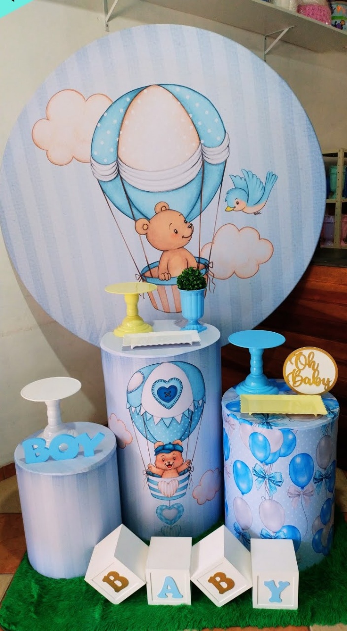 Kit Prata Chá de Bebe Urso Balão Azul - Pegue Monte Jaque Moreno