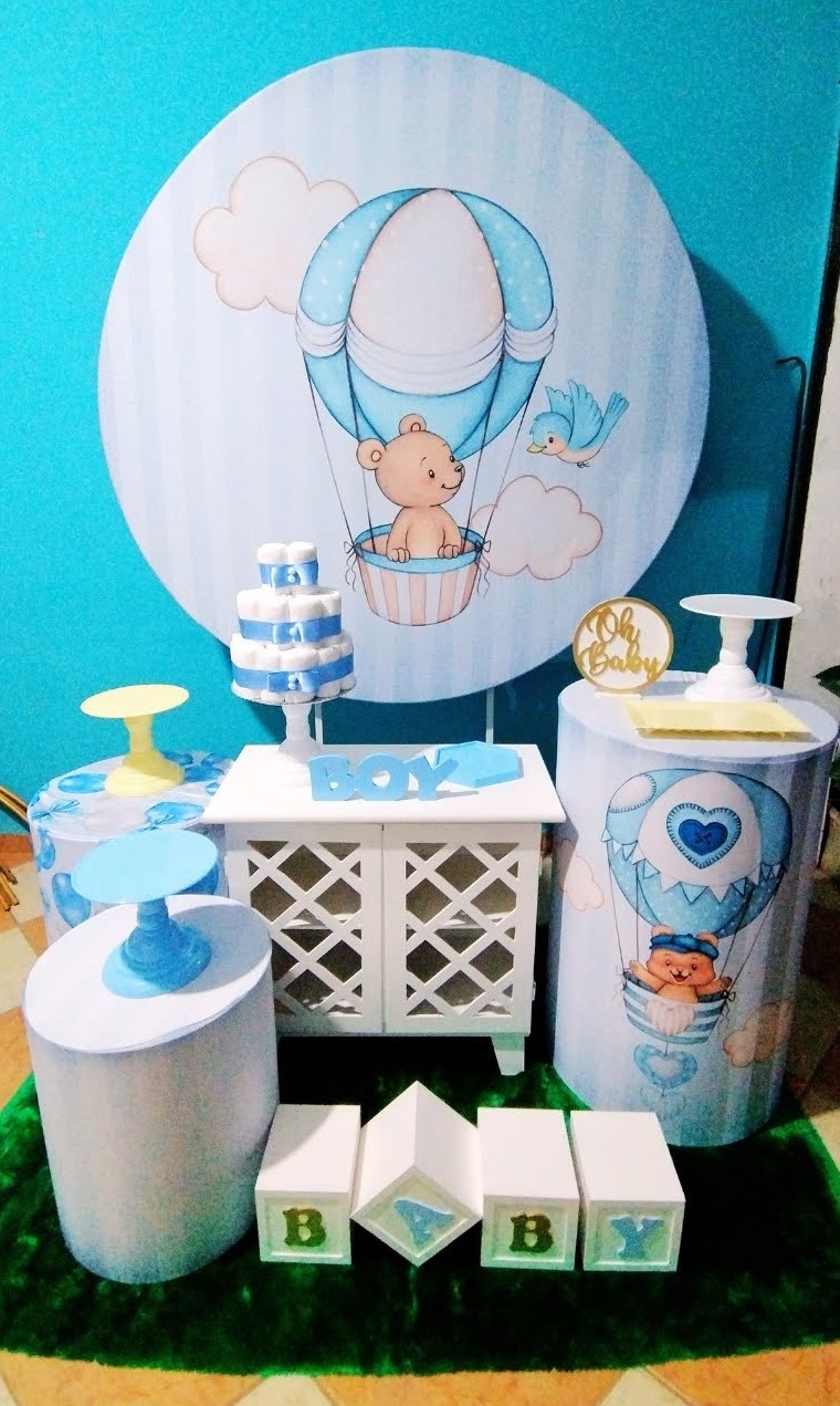 Kit Ouro Chá de Bebe Urso Balão Azul - Pegue Monte Jaque Moreno