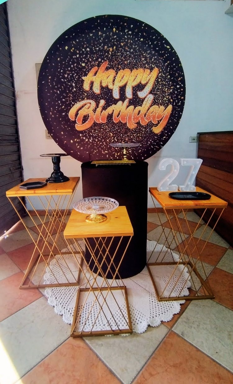 Kit Ouro Happy Birthday Preto - Pegue Monte Jaque Moreno
