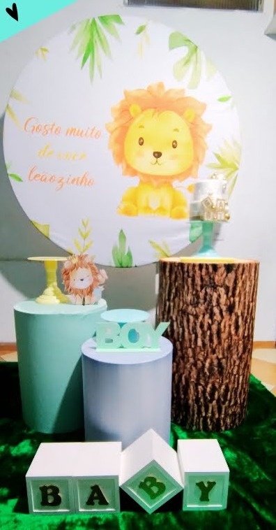 Kit Prata Chá de Bebe Leãozinho Cute (Mod.2) - Pegue Monte Jaque Moreno