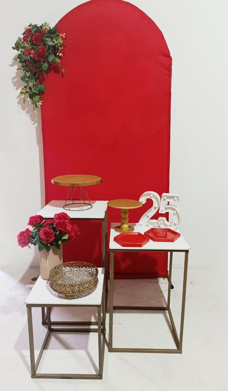 Kit Prata Vermelho Com Dourado - M&G FESTAS/Loc decor