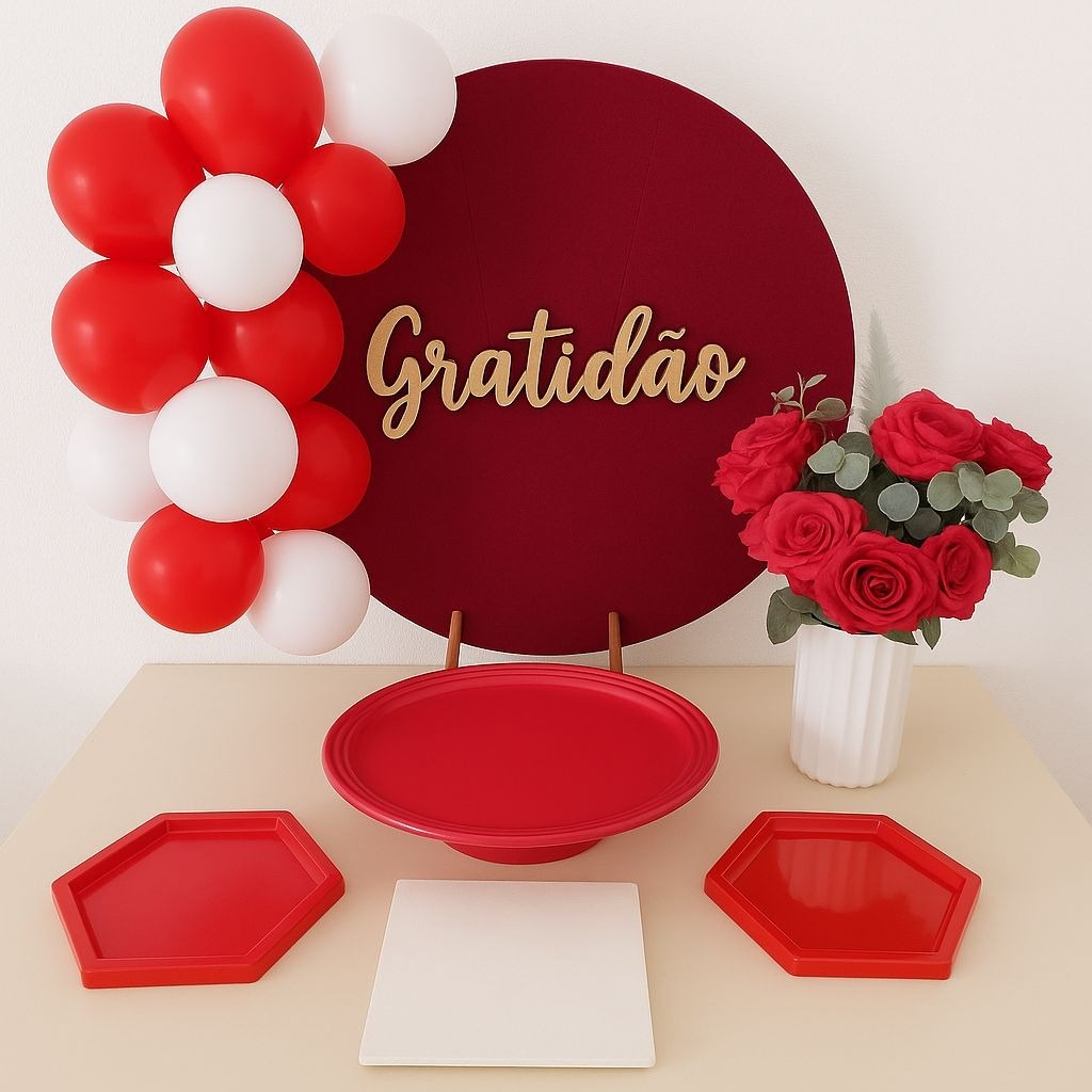 Mini Kit Vermelho Com Bolas   - M&G FESTAS/Loc decor