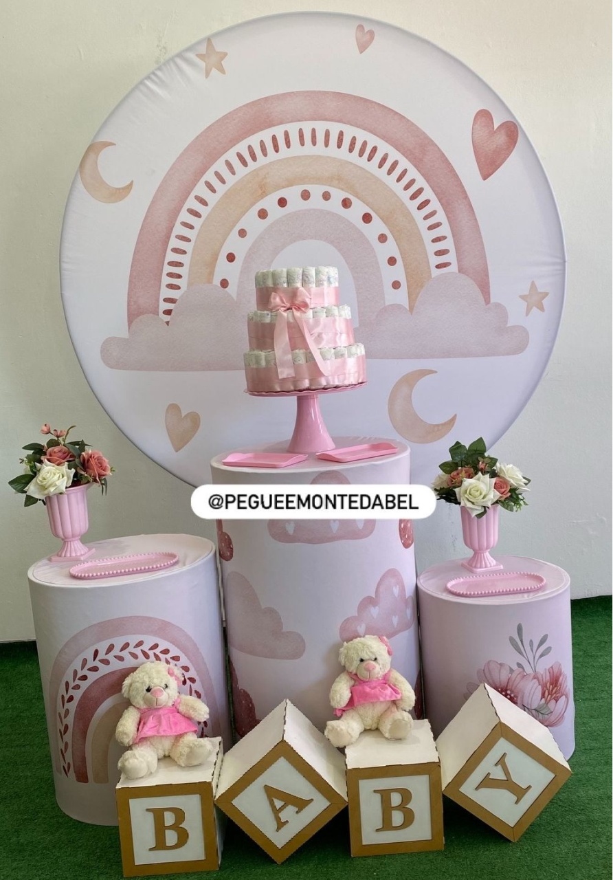 Chá de Bebe Arco Iris Boho - PEGUEEMONTEDABEL