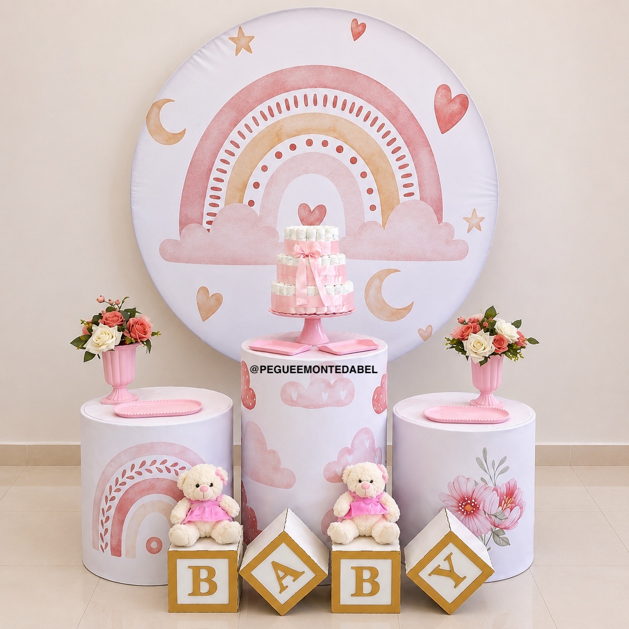 Chá de Bebe Arco Iris Boho - PEGUEEMONTEDABEL