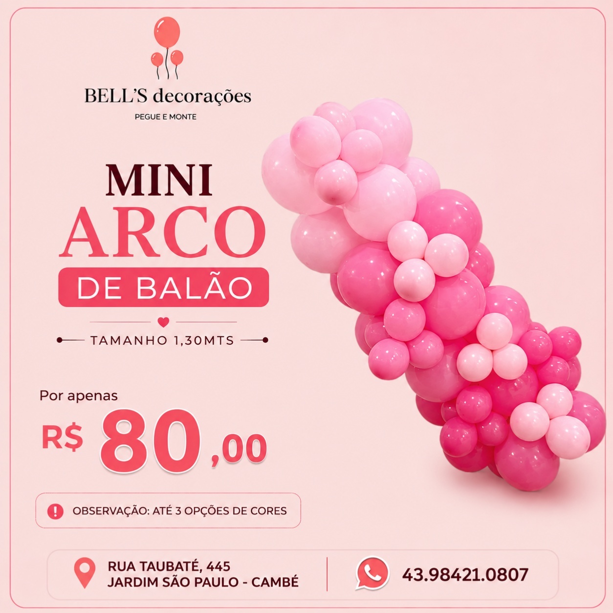 Arco de Balões De 1,30 Mts - PEGUEEMONTEDABEL