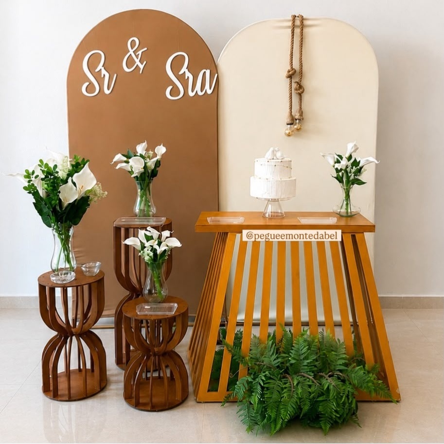 Casamento Mesa de Bolo Creme/Marron - PEGUEEMONTEDABEL